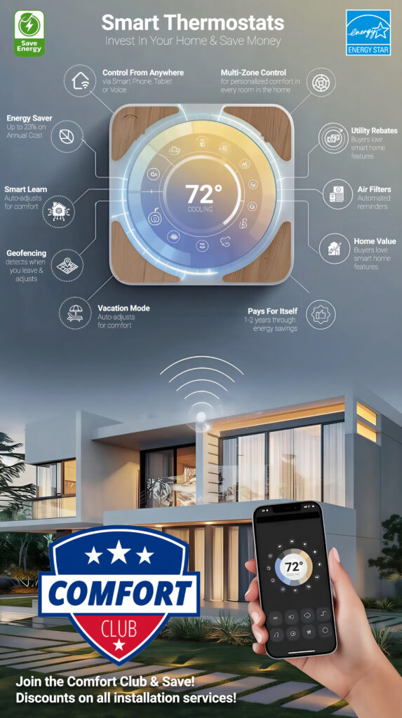 1st class heat air smart thermostat infographic