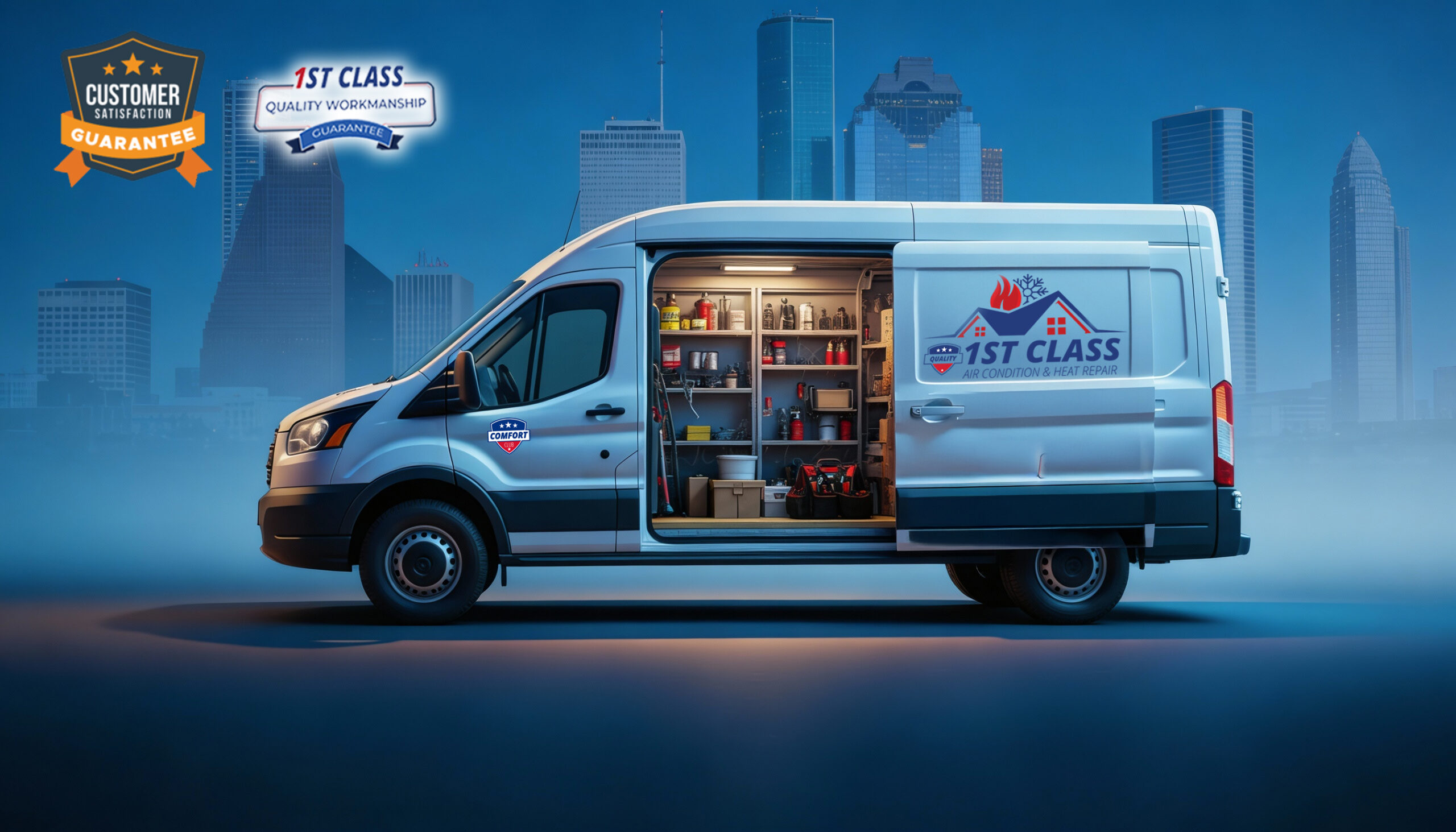 HVAC services team at 1st Class Heat and Air in Plano TX